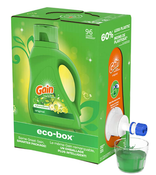 105-Oz Gain Liquid Laundry Detergent Soap Eco-Box (HE, 96 Loads) $9.15 at Amazon