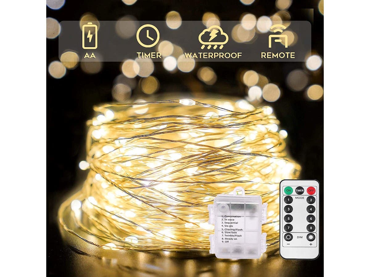 5 Qty. - 33ft 100 LED String Lights Battery Operated Dimmable w/Remote Control Waterproof Timer $25 + Free Shipping