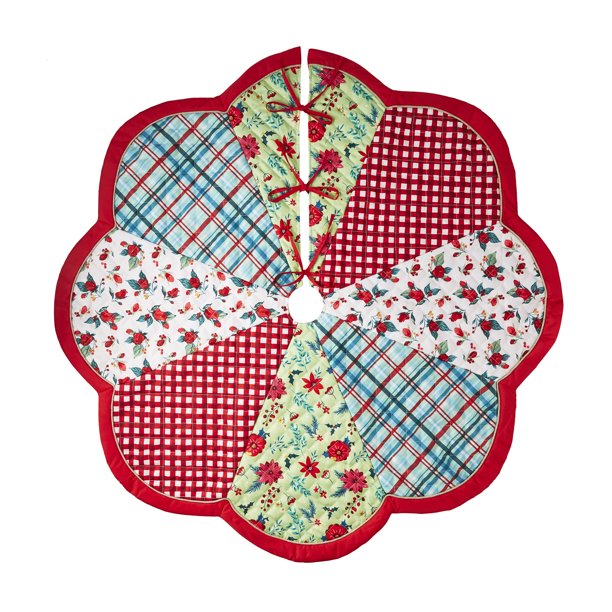 48" The Pioneer Woman Multi-Color Patchwork Scalloped Polyester Christmas Tree Skirt $14.99 - Walmart