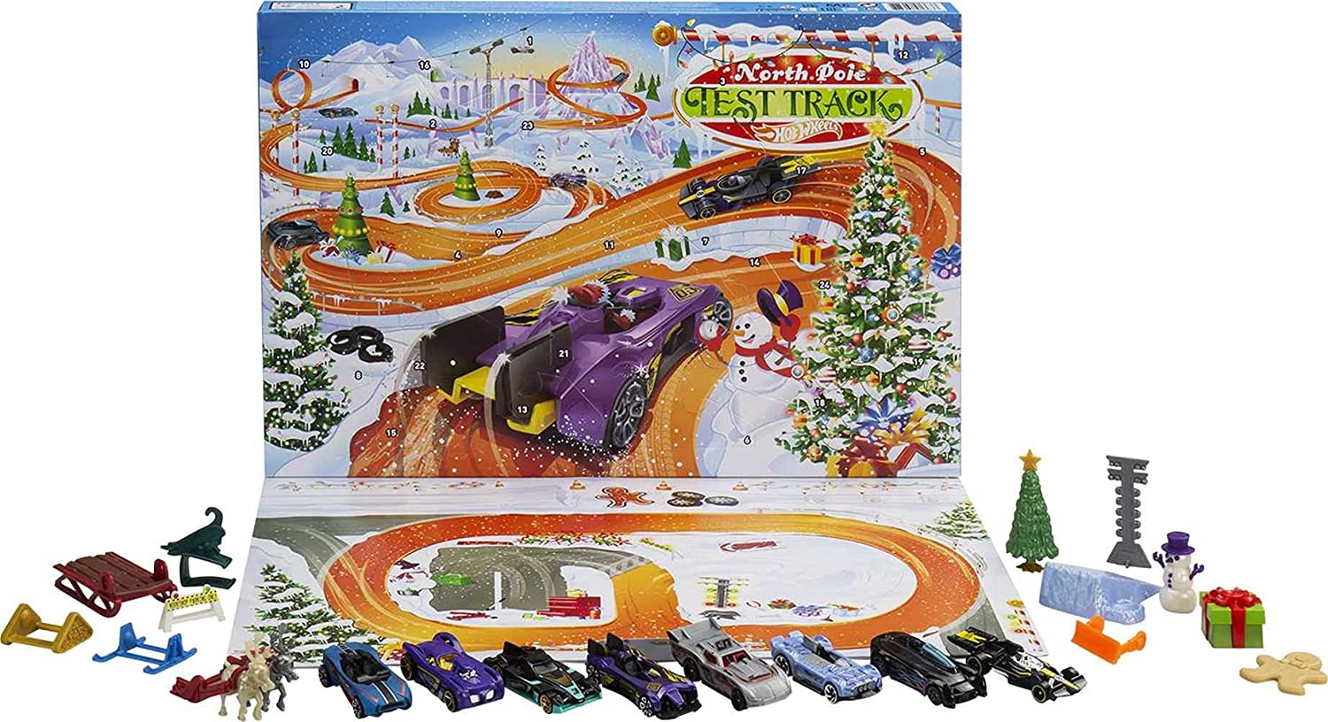 Hot Wheels 2021 Advent Calendar with 24 Surprises That Include 8 1:64 Scale Vehicles & Accessories $9.93 + Free Ship w/Prime