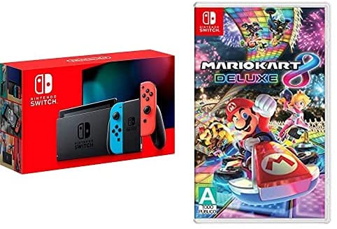 Nintendo Switch Bundle - Neon Blue and Neon Red Joy‑Con - HAC-001(-01) & Mario Kart 8 Deluxe $348.95 + Free Ship