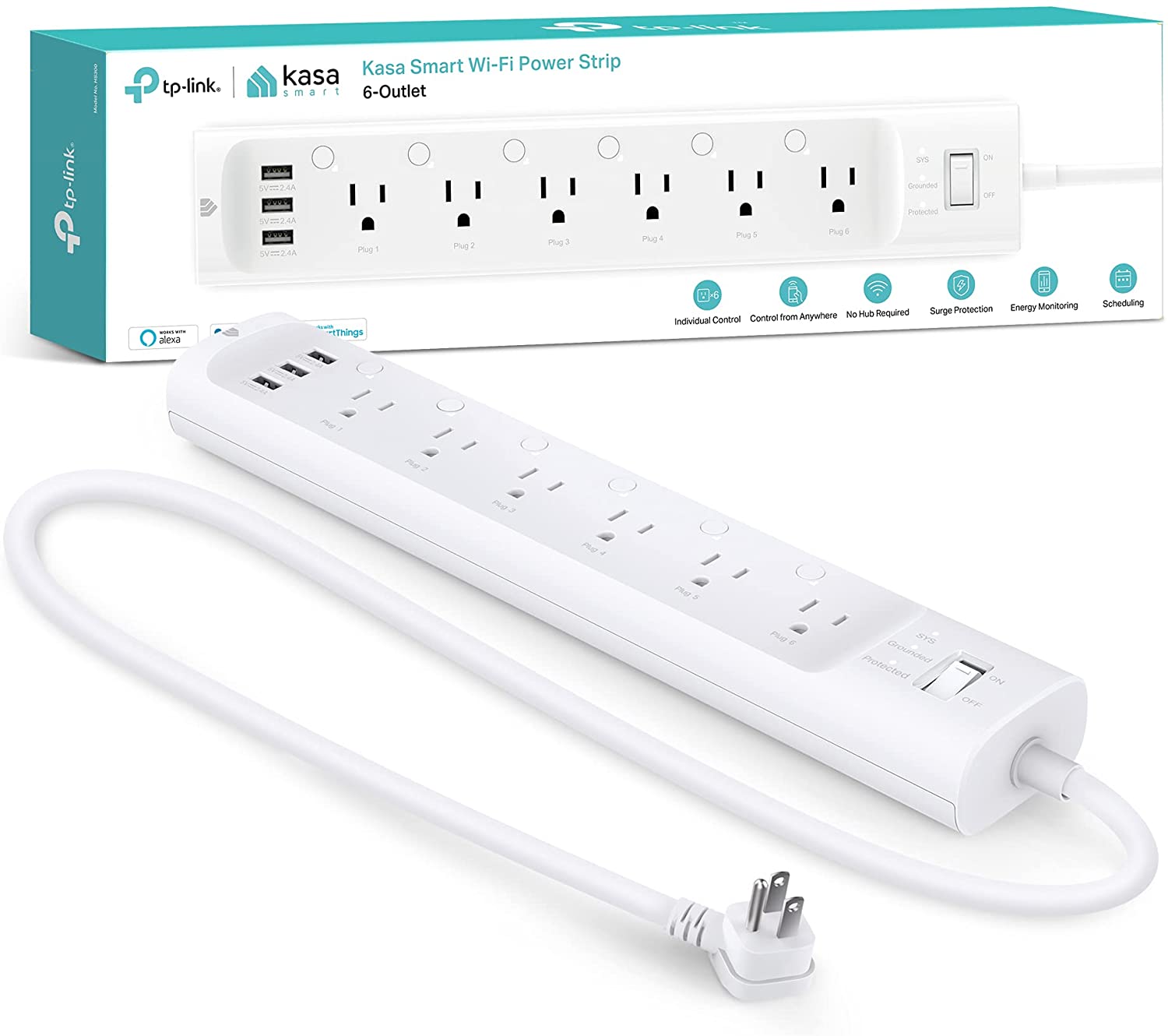 TP-Link Kasa HS300 6-Outlet Smart WiFi Power Strip w/ 3 USB Ports $50 & More - Free Shipping