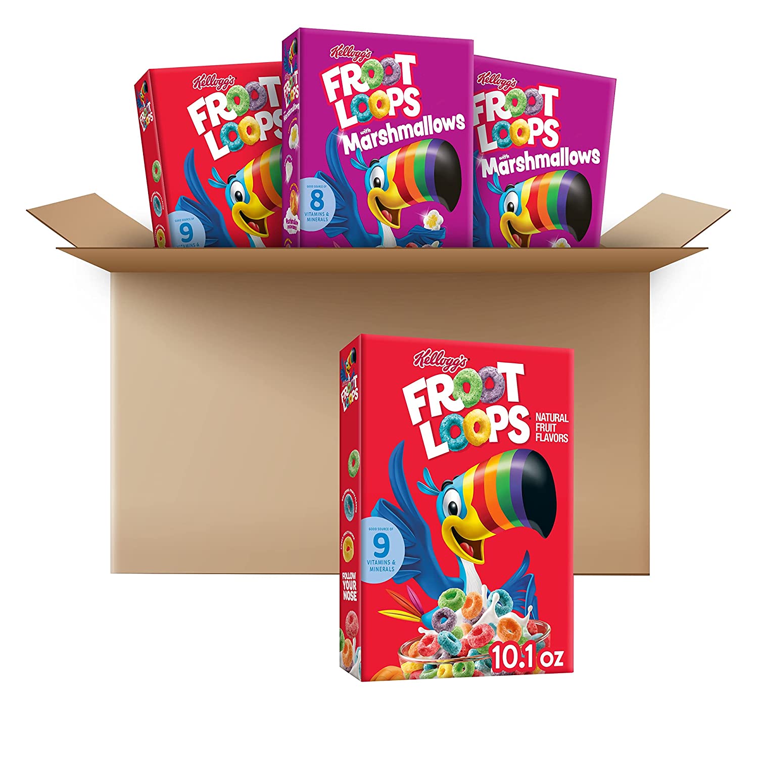 4 10 oz. Boxes - Kellogg's Froot Loops Kids Breakfast Cereal (2 Froot Loops / 2 w/Marshmallows) $9.88 w/s&s
