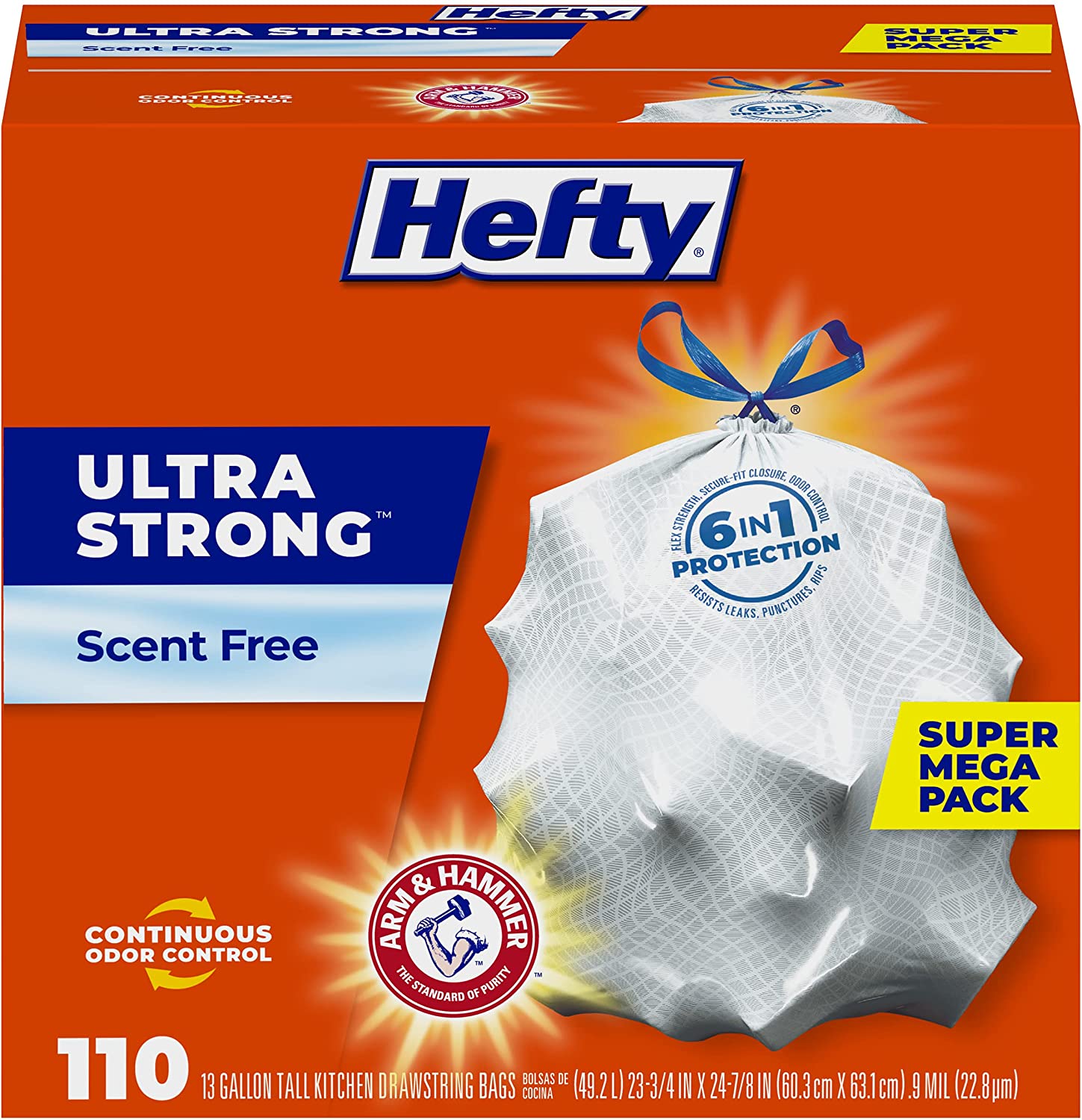 110-Ct 13-Gallon Hefty Ultra Strong Tall Kitchen Trash Bags (Unscented) $12.30 w/ Subscribe & Save