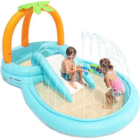 Inflatable Play Center Kids Pool with Slide w/ Water Sprayers 110”x71”x53” $70 + Free Ship
