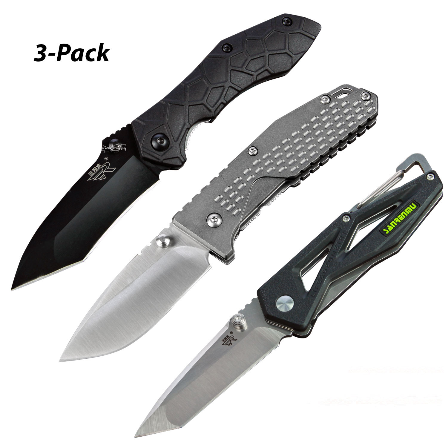 3Pack 8Cr14 Stainless Steel Folding Pocket Knives (2.75" Bade)