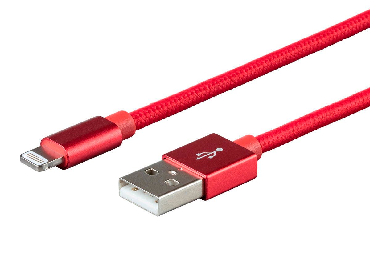 4 Qty. 3ft. Monoprice Palette Series Apple MFi Certified Lightning to USB Charge and Sync Cable (Red) $15 + Free Shipping
