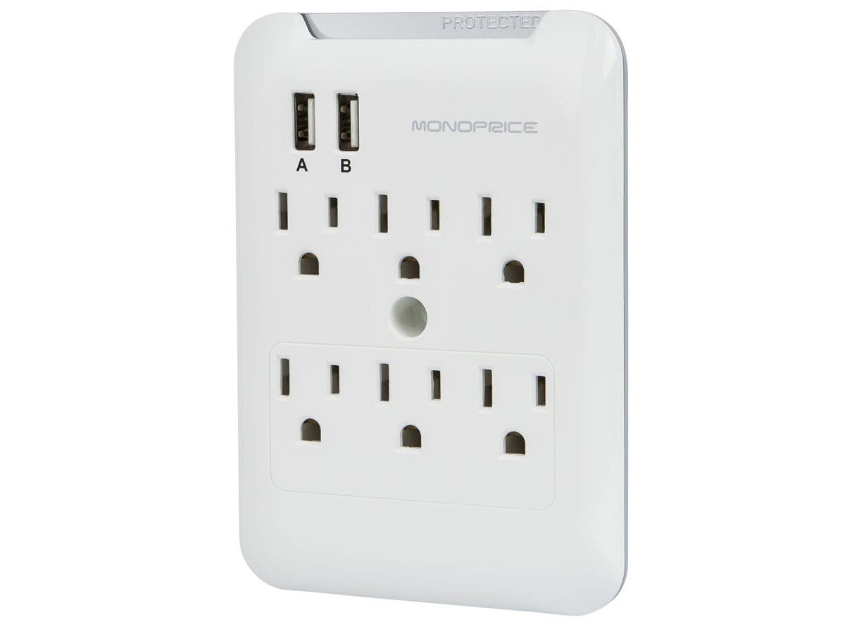 Monoprice 6 Outlet Power Surge Protector Wall Tap with 2 USB Ports 2.4A - 540 Joules $9.99 + Free Shipping