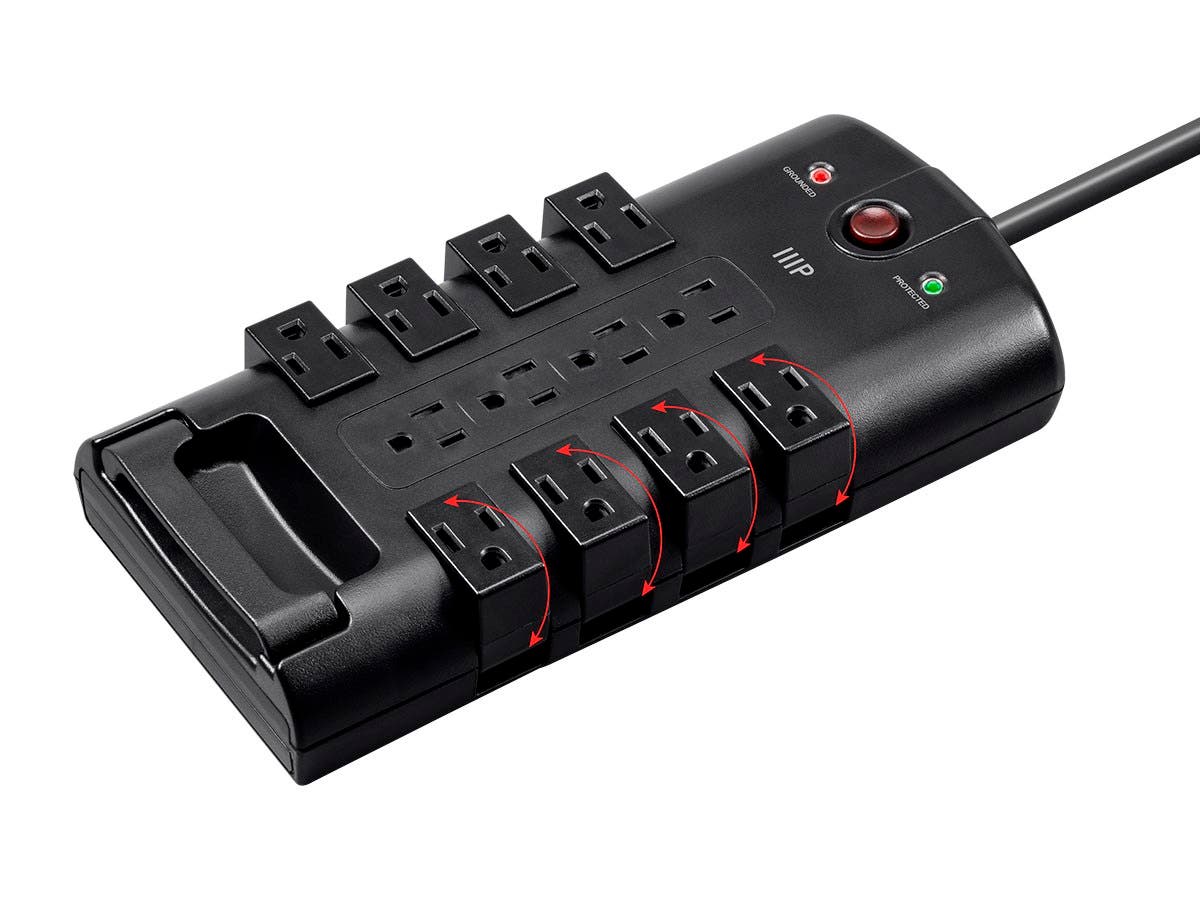 Monoprice 12 Outlet Rotating Power Strip Surge Protector Block 10ft Cord, 4320 Joules, Clamping Voltage 330V $21.24 + Free Ship
