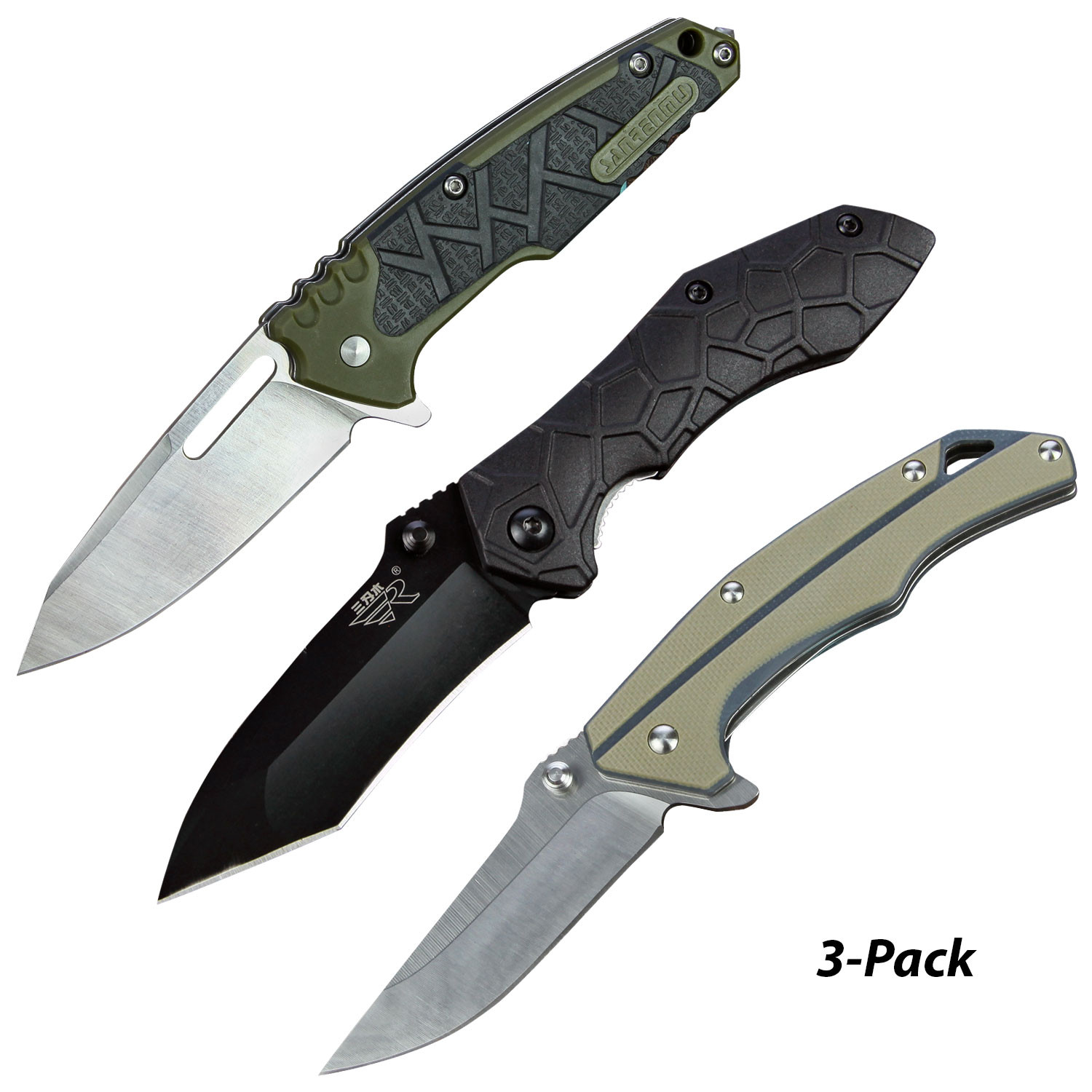 3Pack Sanrenmu Folding Pocket Knives