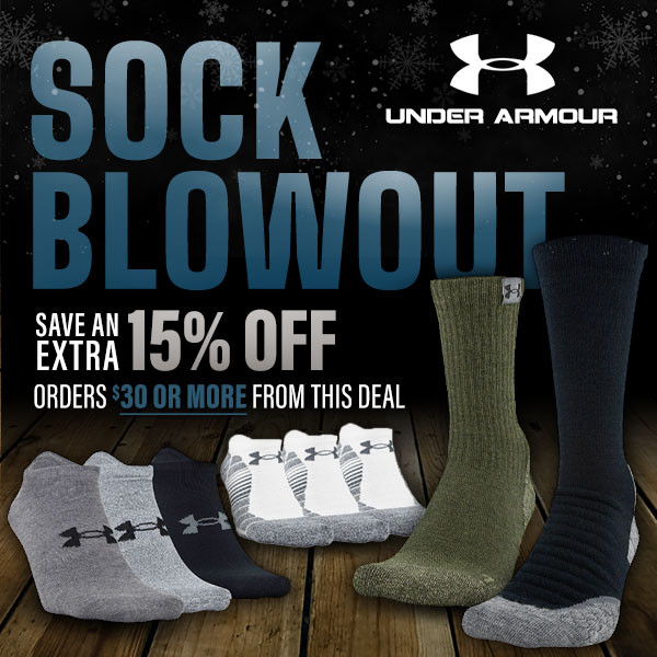 Under Armour Socks - Buy $30 Save an Extra 15% (Mix and Match) + Free Shipping