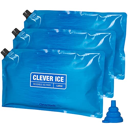 3 Pack (L) CleverMade Reusable Ice Pack - Long Lasting - Add Water & Freeze $5.99 + Free Ship w/Prime