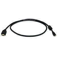 3' Monoprice High Speed HDMI Cable with HDMI Micro Connector - 4K@24Hz, 10.2Gbps, 34AWG (Black) $3.24 + Free Ship