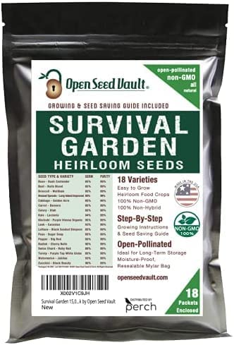 18 ct. Variety Pack - Open Seed Vault - 15,000 Heirloom Garden Seeds Non-GMO Organic Vegetables & Fruits $15.99 + Free Ship w/Prime
