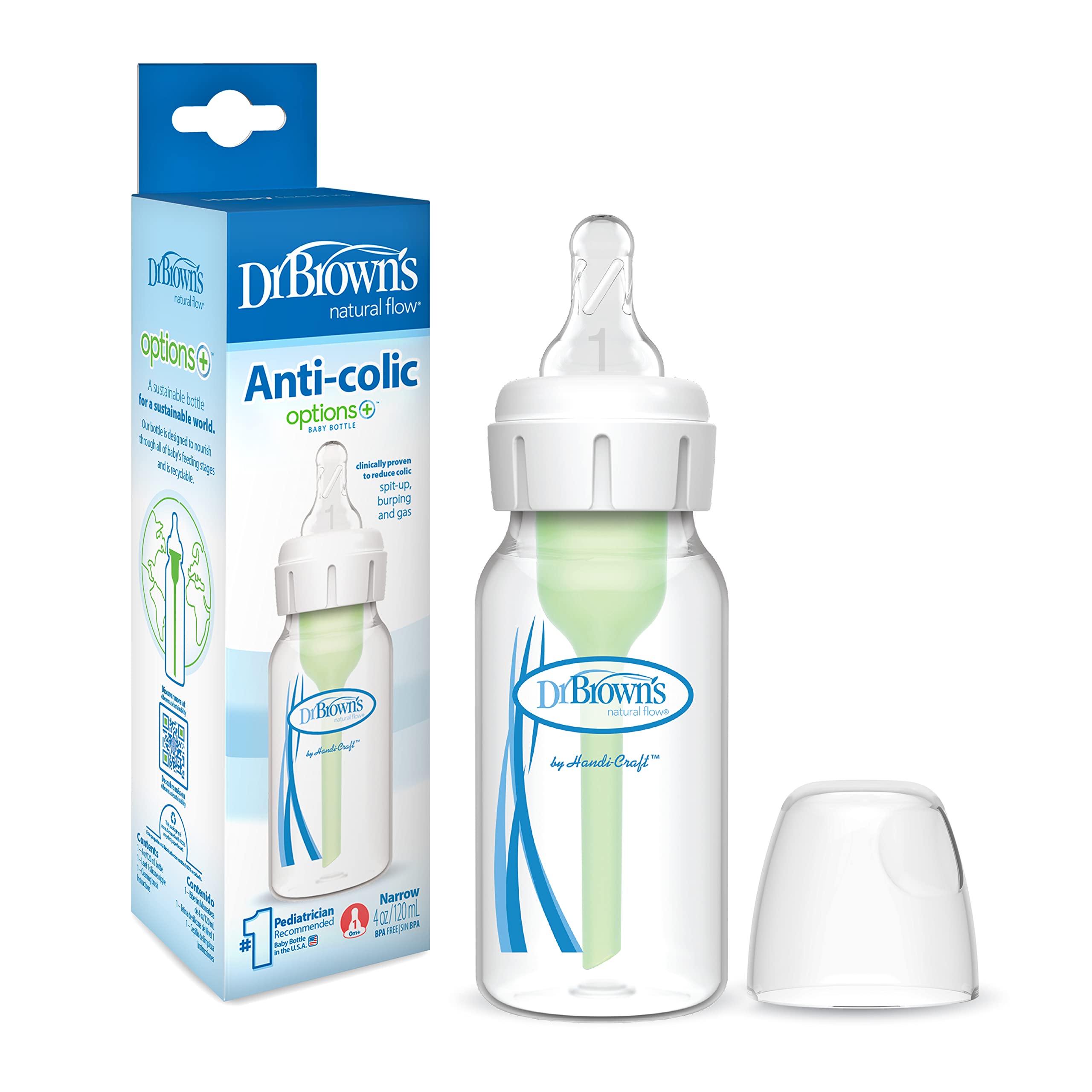 4 oz. Dr. Brown's Natural Flow Anti-Colic Options+ Narrow Baby Bottle