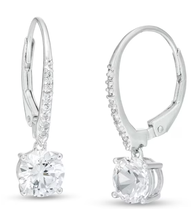 Zales Up to 50% Off Mother's Day: White Lab-Created Sapphire Drop Earrings in Sterling Silver $24.99 & More + Free Ship