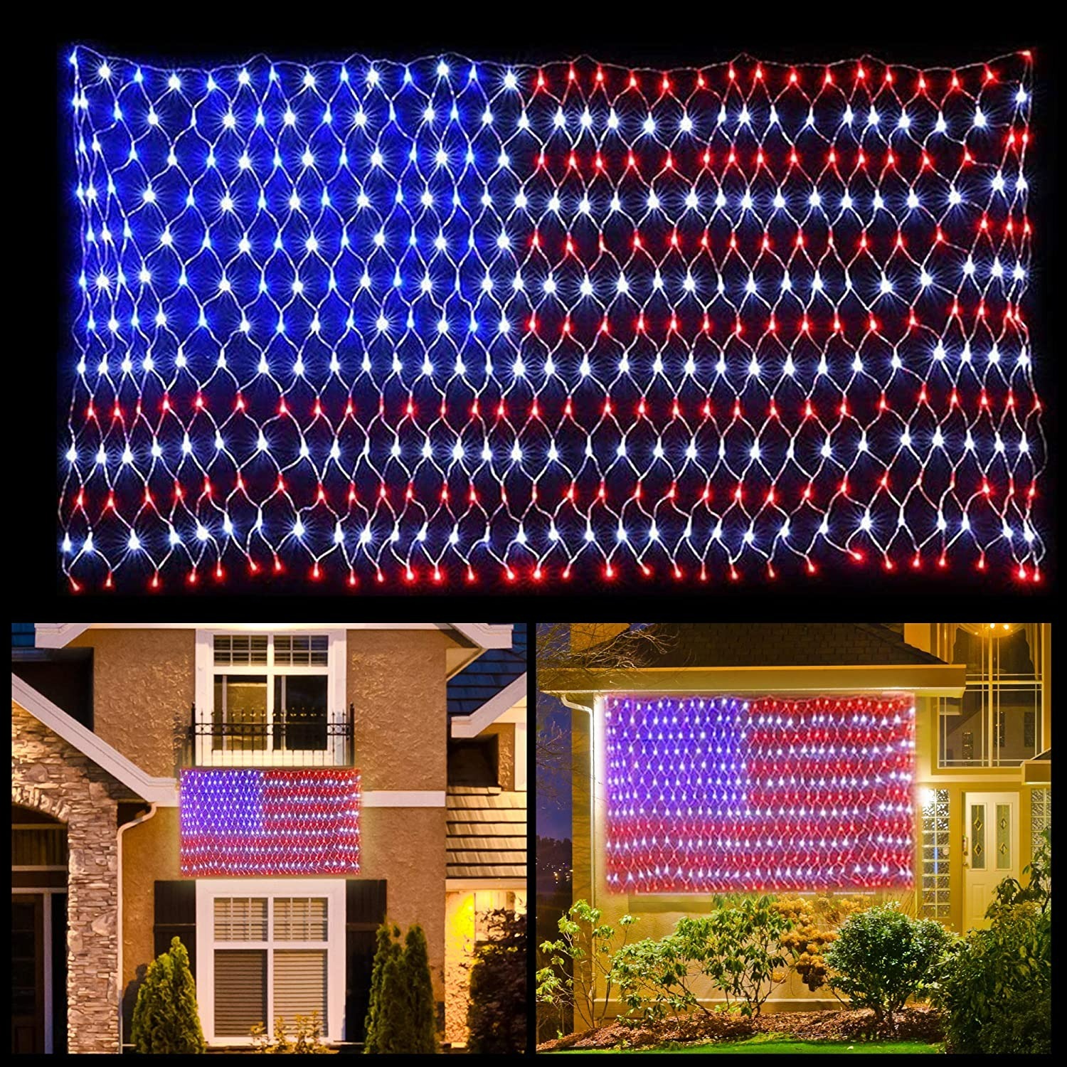 6.5' American Flag Net Lights with 420 LEDs Outdoor Indoor $12.49 + Free Shipping