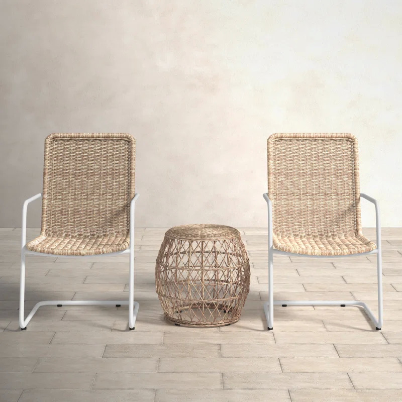 Birch Lane Elodie 3-Piece Chat Set (2 Chair / 1 Table) HDPE Wicker $71 + Free Shipping
