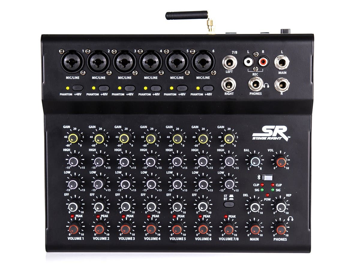 Stage Right by Monoprice ix8B 8-Channel Live Sound Recording Mixer, Bluetooth, USB, Effects $63.99 + Free Shipping