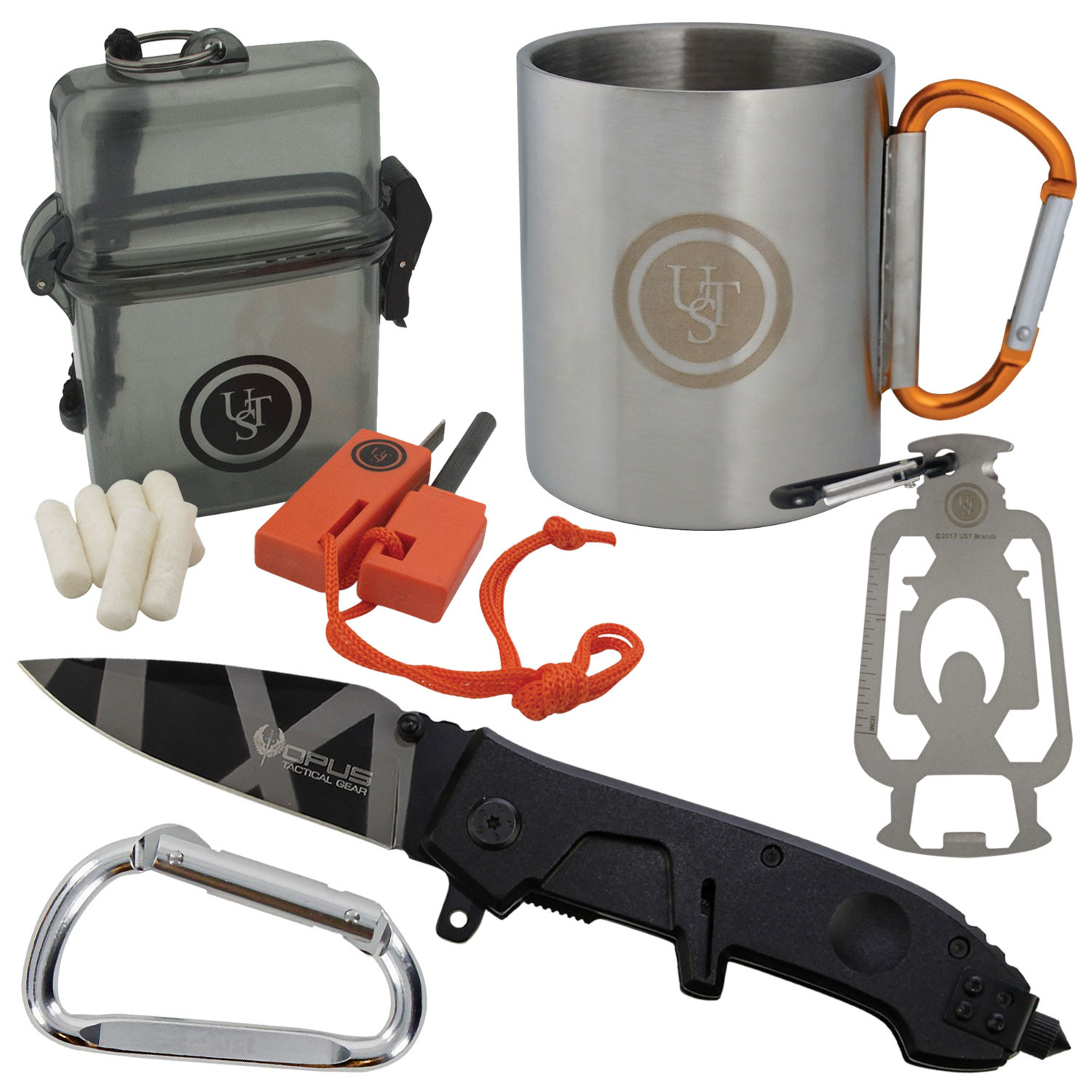 Outdoor Survival Kit (Folding Knife, Flint Fire Kit, Mug & More) $19.99 + Free Shipping