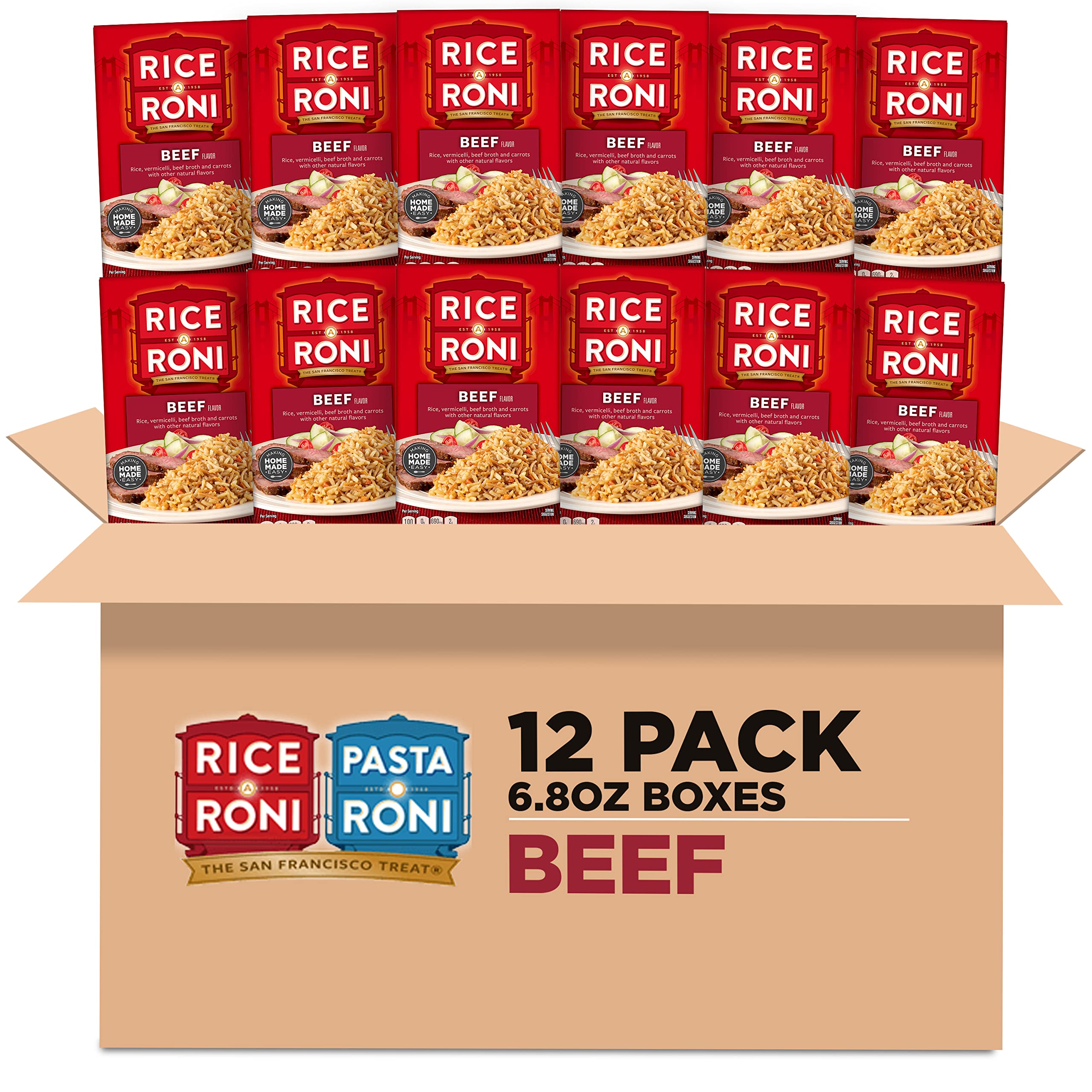 12 Pack Rice A Roni, Beef, 6.8oz Boxes $11.40 or less w/s&s + Free Ship w/Prime or on orders $25+