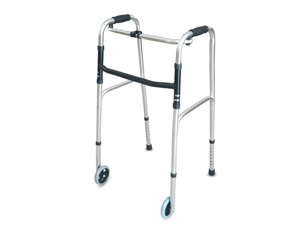 Folding Walker with Front 5 inch Wheels, Adjustable Height $20.36 w/Add On + Free Shipping