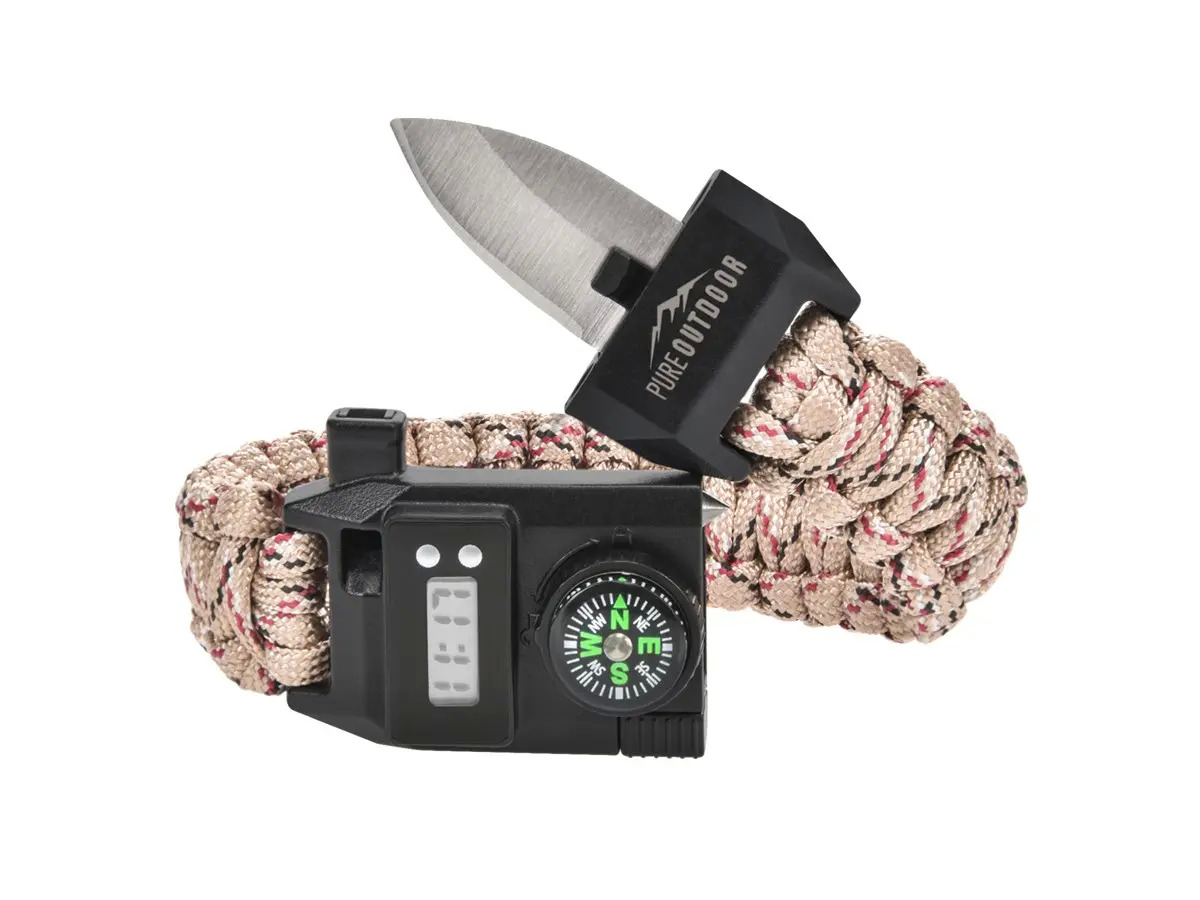 Pure Outdoor by Monoprice 7 in 1 Paracord Survival Bracelet with Digital Watch / Compass 2 for $10 + Free Shipping