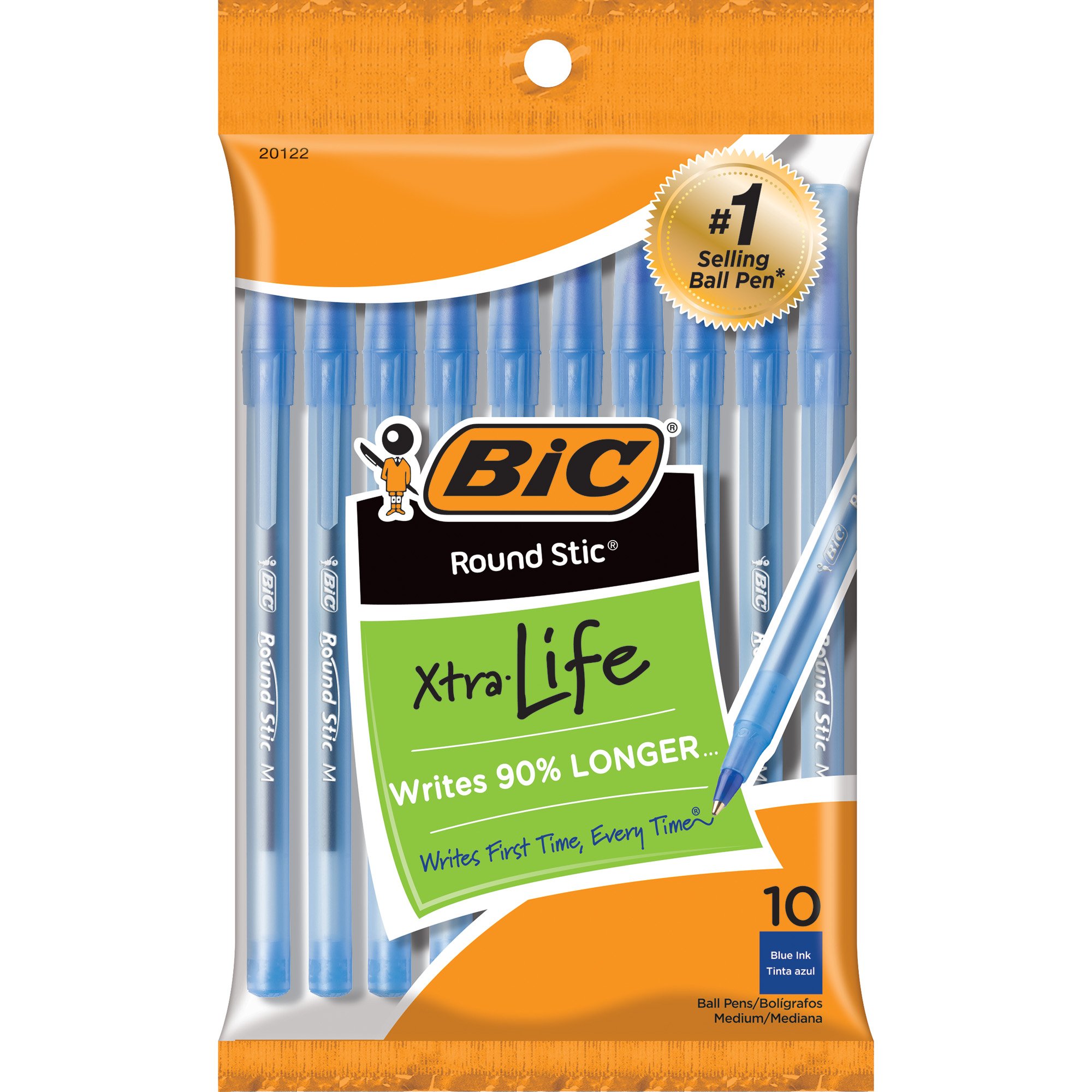 10-Count BIC Round Stic Xtra Life Ballpoint Pen, Medium Point (1.0mm), Blue $1.80 + Free Shipping w/ Prime or on $35+