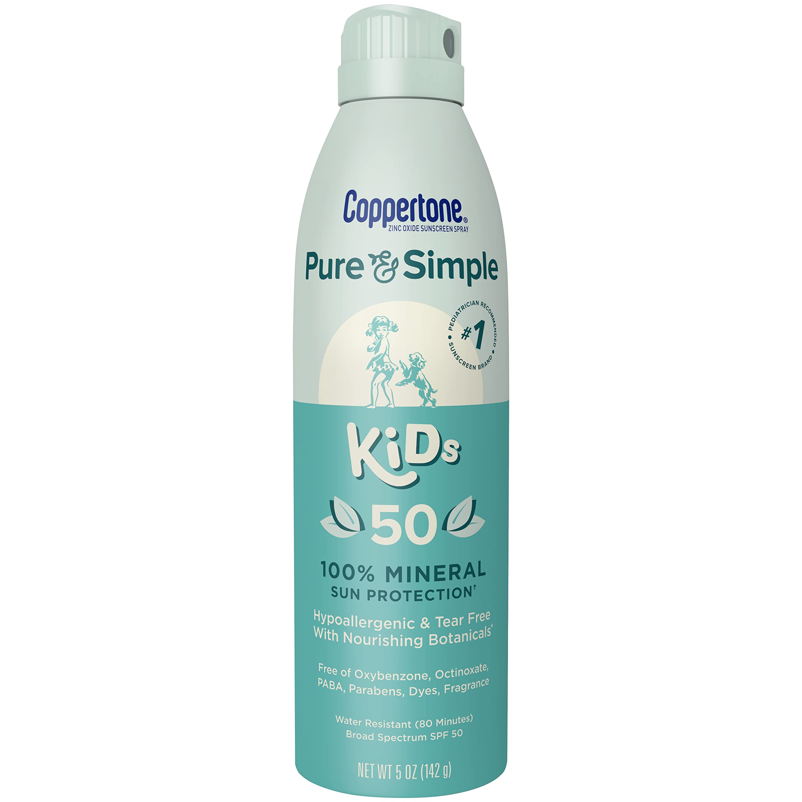 5oz. Coppertone Pure and Simple Kids Sunscreen Spray SPF 50, Zinc Oxide Mineral, Water Resistant $4.74 + Free Shipping w/ Prime or on $35+