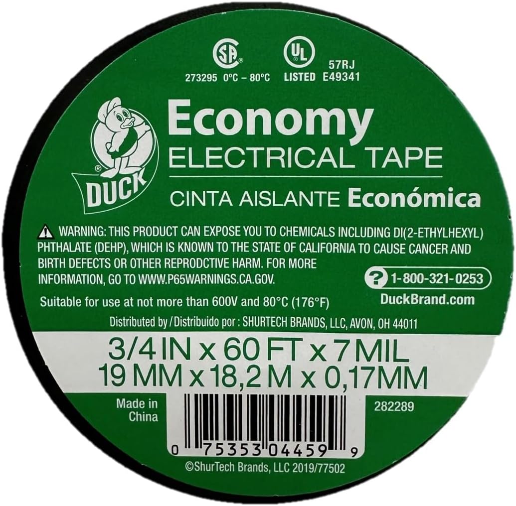 60' Duck Brand Auto Electrical Tape (Black) 1.23 + Free Shipping w