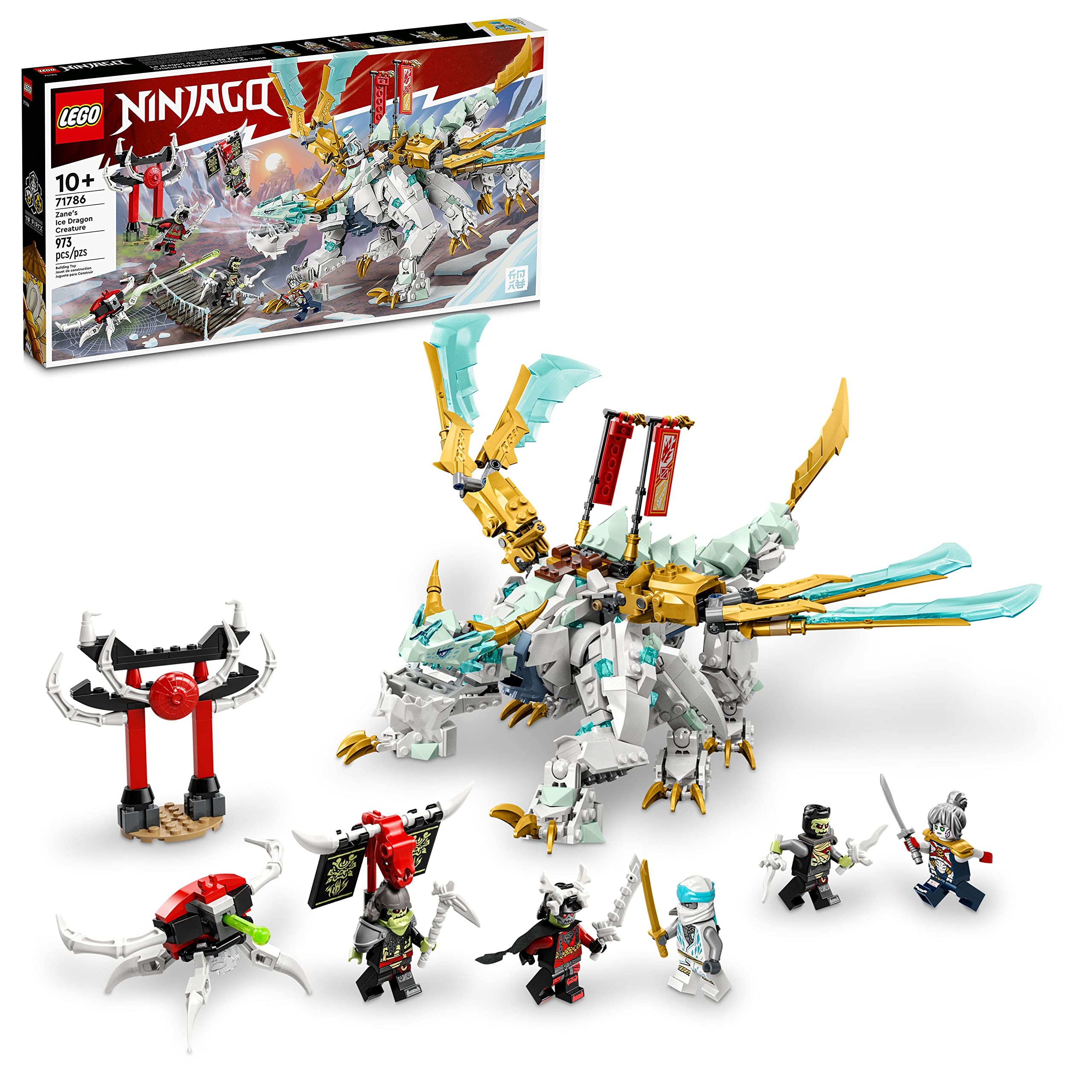 973-Pieces LEGO NINJAGO Zane’s Ice Dragon Creature 71786, 2in1 Dragon Toy - 5 Minifigures $89.99 + Free Shipping