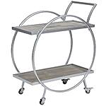 FirsTime &amp; Co. Silver and Gray Odessa Bar Cart, 2 Tier Mobile Mini Bar, Kitchen Serving Cart and Coffee Station with Storage for Liquor $87.90 + Free Shipping