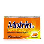 100 ct. Motrin IB, Ibuprofen 200mg Tablets $2.41 + Free Shipping w/ Prime or on $25+