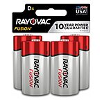4-Count Rayovac D Batteries, Fusion Premium D Cell Battery Alkaline $5.67 + Free Shipping w/ Prime or on $35+