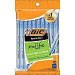 10-Count BIC Round Stic Xtra Life Ballpoint Pen, Medium Point (1.0mm), Blue $1.80 + Free Shipping w/ Prime or on $35+
