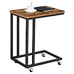 VASAGLE End Table, C Shaped TV Tray with Metal Frame Rolling Casters $31.99 + Free Shipping w/ Prime or on $35+