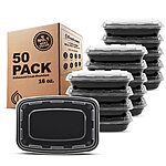 50-Pack 16oz. Freshware Meal Prep Containers 1 Compartment w/ Lids $14.70
