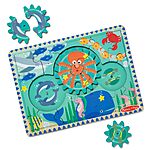 18-Pieces Melissa & Doug Wooden Underwater Jigsaw Spinning Gear Wooden Puzzle $6.55 or less