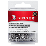 50-Count Singer Steel Safety Pins (1-1/16" / 1-1/2" / 2") $1.80