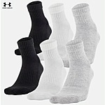 6 Pairs Under Armour Men's Train Cotton Quarter Socks (L) $14 + Free Shipping