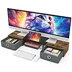WESTREE Dual Monitor, TV, Printer Stand Riser with Two Drawers, Extra Large Storage 36.22 x 8.66 x 4.92&quot; (Rustic Brown) $29.99 + Free Shipping w/ Prime or on $35+