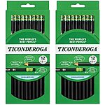 24 Count (12x2) Ticonderoga Wood-Cased Pencils, Unsharpened, 2 HB Soft (Black) 2 for $4.38 + Free Shipping w/ Prime or on $35+
