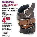 Boscov's Black Friday: Adolfo or Starting Point Men's Black or Brown, Dress or Casual Style Belts for $4.99