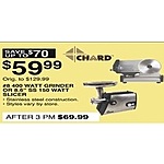 Dunhams Sports Black Friday: Chard 8.6-in. Stainless Steel 150W Slicer or 400W Stainless Steel Grinder for $59.99