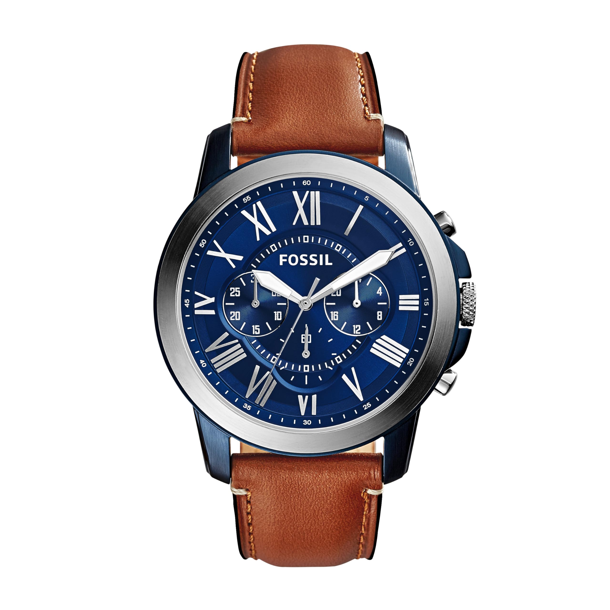 Fossil Men's Grant Quartz Stainless Steel and Leather Chronograph Watch, (Silver/Blue)  $78.19 + Free Shipping
