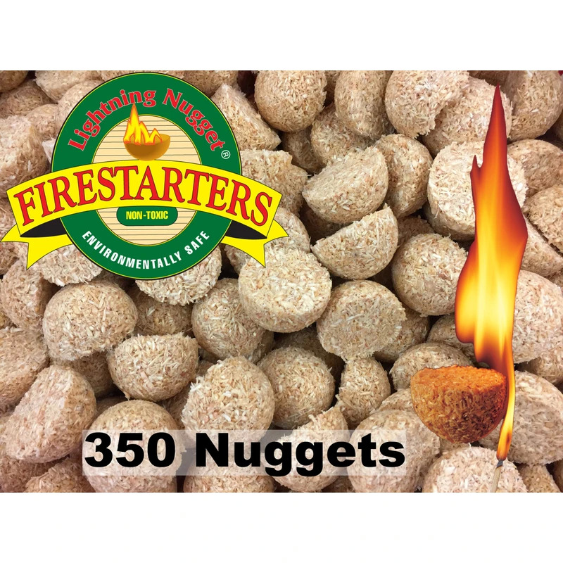 350 Pcs. 22lbs. Lightning Nuggets n350 Fire Starter Box Bulk, 2" x 2" x 1.25", Tan $68.99 + Free Shipping