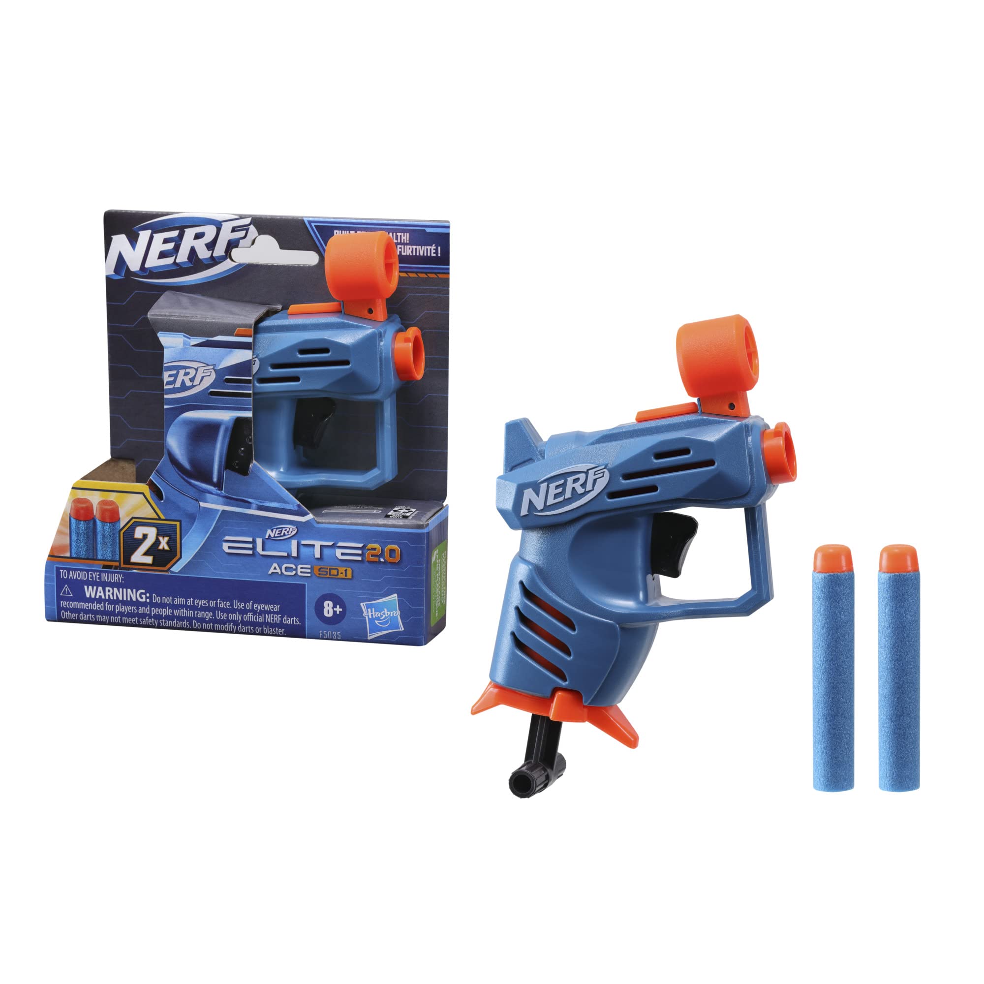NERF Elite 2.0 Ace SD-1 Blaster, 2 Official Elite Darts, Onboard 1-Dart Storage, Stealth-Sized $2.97 + Free Shipping w/ Prime or on $35+