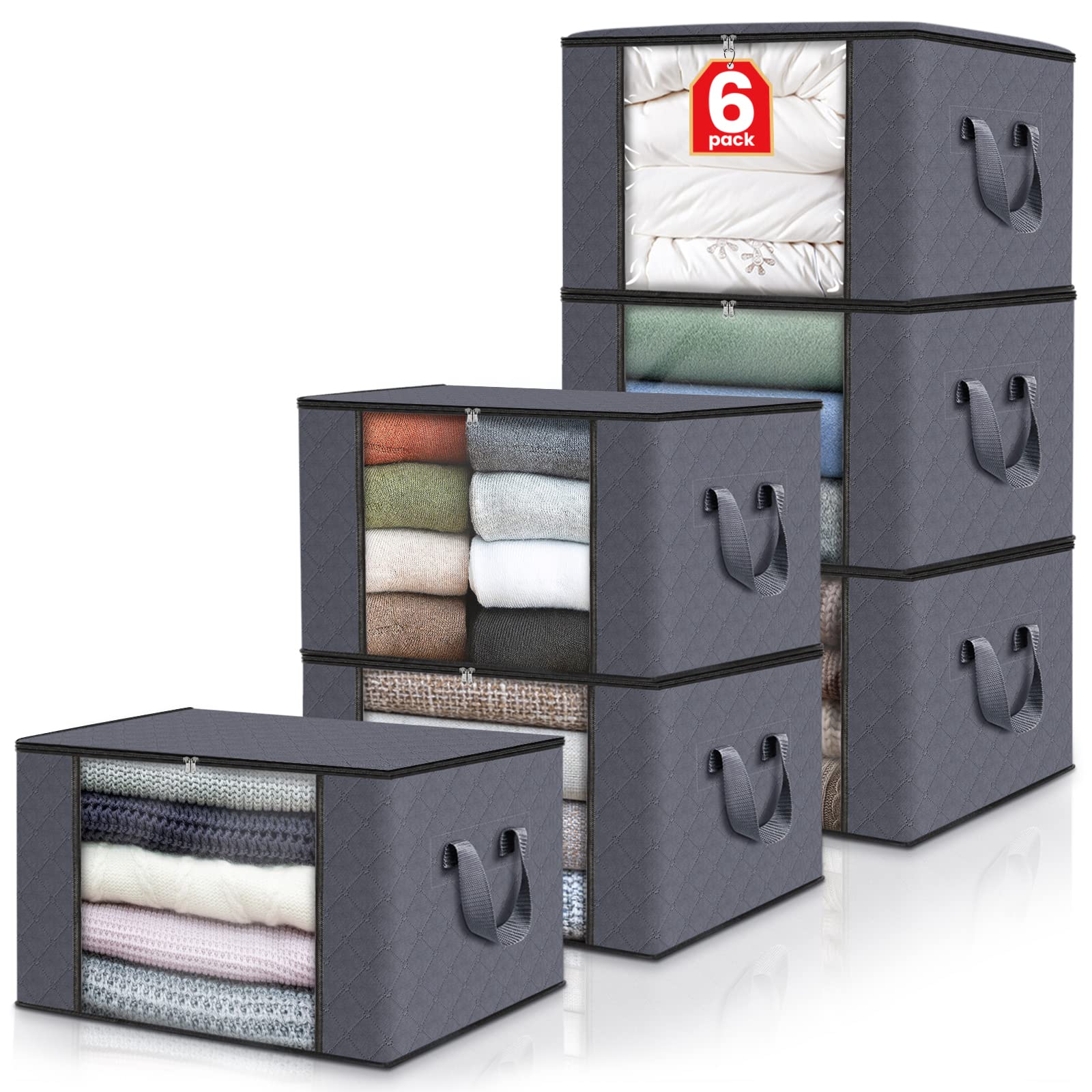 Prime Members: 6-Pack Fab Totes 60L Foldable Clothes/Blanket Storage Bags $12.99 + Free S/H