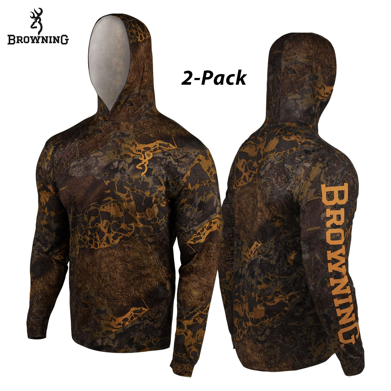 2-Pack: Browning Tech Performance Men's Hooded Crew $17.99 + Free Shipping