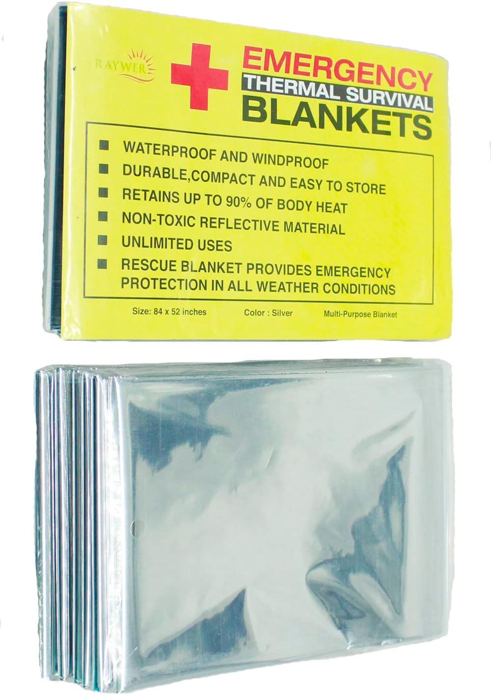 4 Pack Emergency Thermal Survival Blankets, Mylar Blankets for Outdoor, Camping, Hiking, Survival 84x52 $2.99 + Free Shipping w/ Prime or on $35+